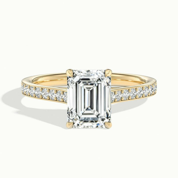 Mystic Emerald Temple Pavé Moissanite Engagement Ring